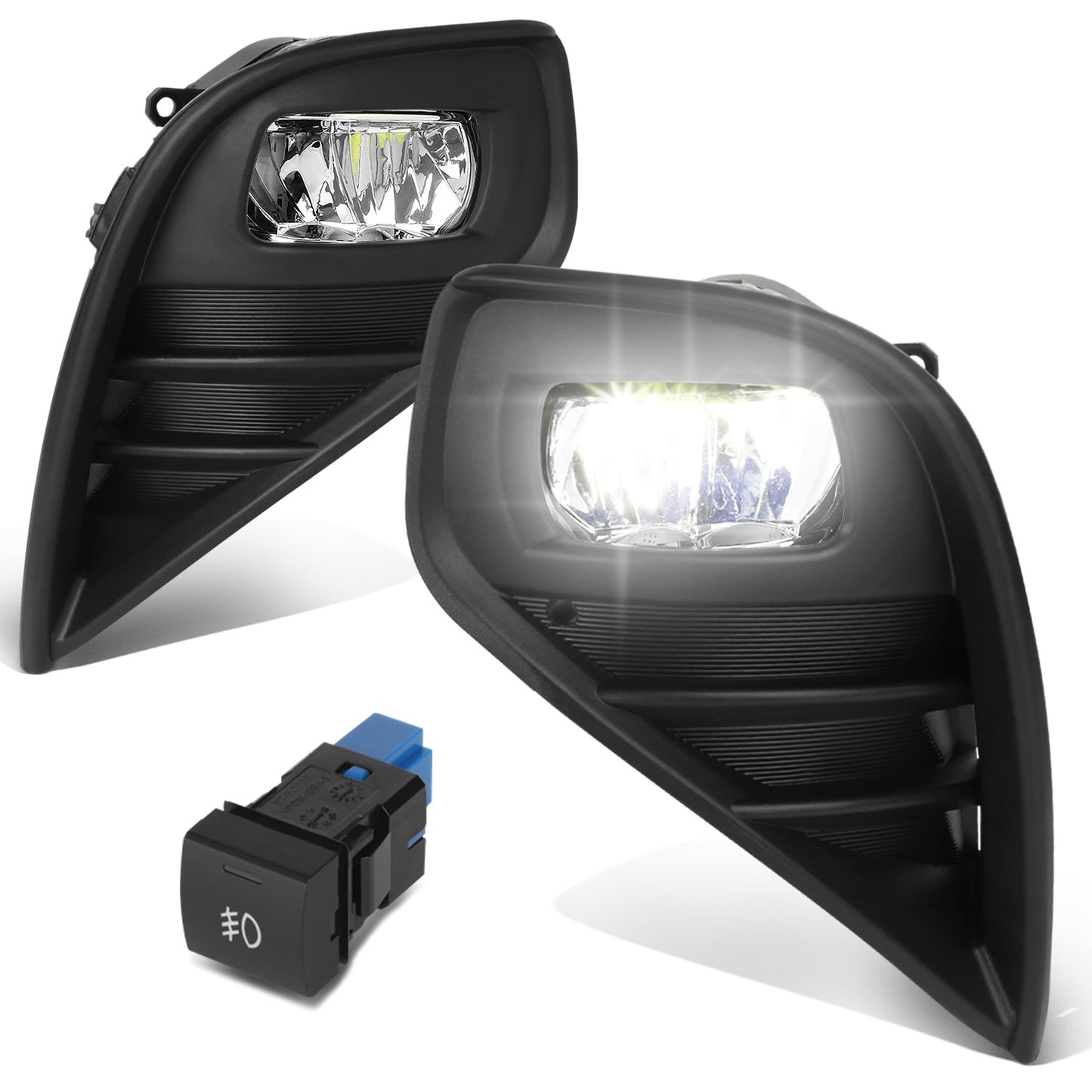 FAROS DE NIEBLA 20-22 TOYOTA HIGHLANDER - LED - WITH SWITCH, WIRING - CHROME / CLEAR