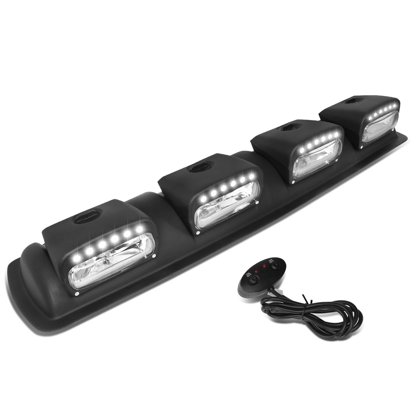 FAROS DE NIEBLA ROOF MOUNTED - 38" X 9" X 4" - UNIVERSAL - H3 BULB - 24PCS LED - WITH SWITCH, WIRING - CLEAR