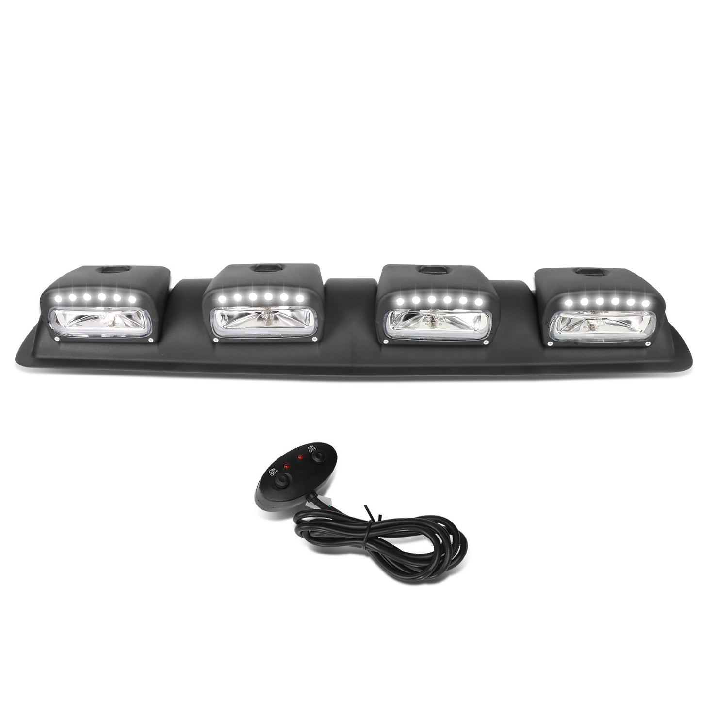 FAROS DE NIEBLA ROOF MOUNTED - 38" X 9" X 4" - UNIVERSAL - H3 BULB - 24PCS LED - WITH SWITCH, WIRING - CLEAR
