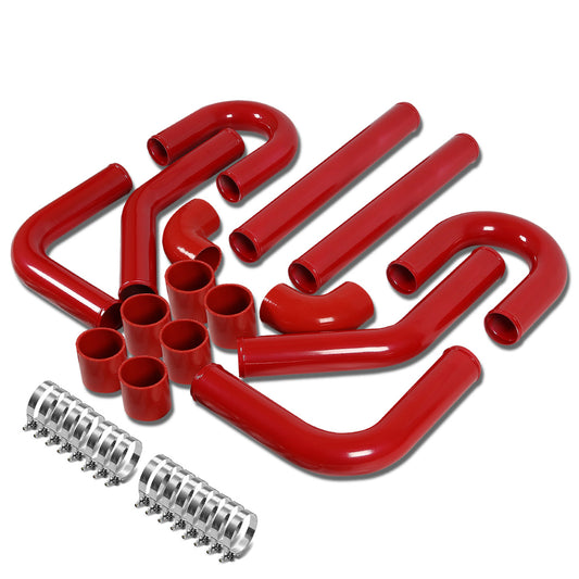 TUBERIA INTERCOOLER UNIVERSAL INTERCOOLER PIPING - ALUMINUM - 2.25" - 8PC - PIPES / HOSES / CLAMPS - 90D - RED