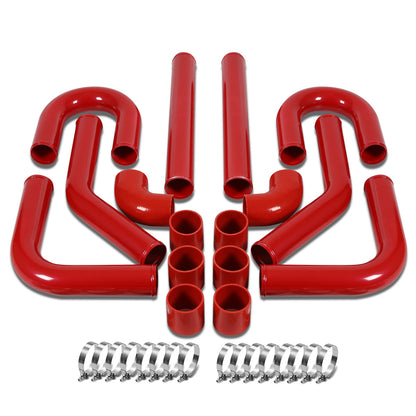TUBERIA INTERCOOLER UNIVERSAL INTERCOOLER PIPING - ALUMINUM - 2.25" - 8PC - PIPES / HOSES / CLAMPS - 90D - RED
