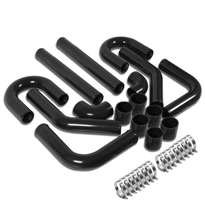 TUBERIA INTERCOOLER UNIVERSAL INTERCOOLER PIPING - ALUMINUM - 2.50" - 8PC - PIPES / HOSES / CLAMPS - 90D - BLACK