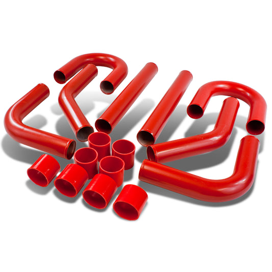 TUBERIA INTERCOOLER UNIVERSAL INTERCOOLER PIPING - ALUMINUM - 2.75" - 8PC - PIPES / HOSES / CLAMPS - RED - J13-5 /J12-4