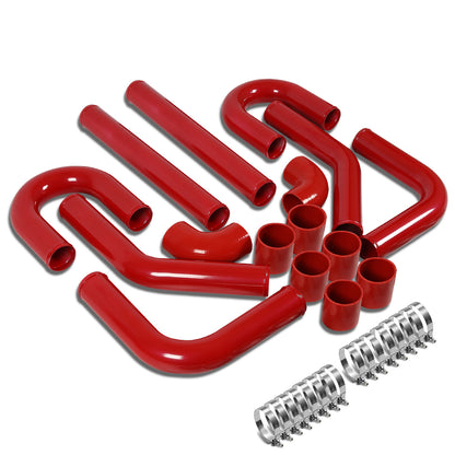 TUBERIA INTERCOOLER UNIVERSAL INTERCOOLER PIPING - ALUMINUM - 3.00" - 8PC - PIPES / HOSES / CLAMPS - 90D - RED