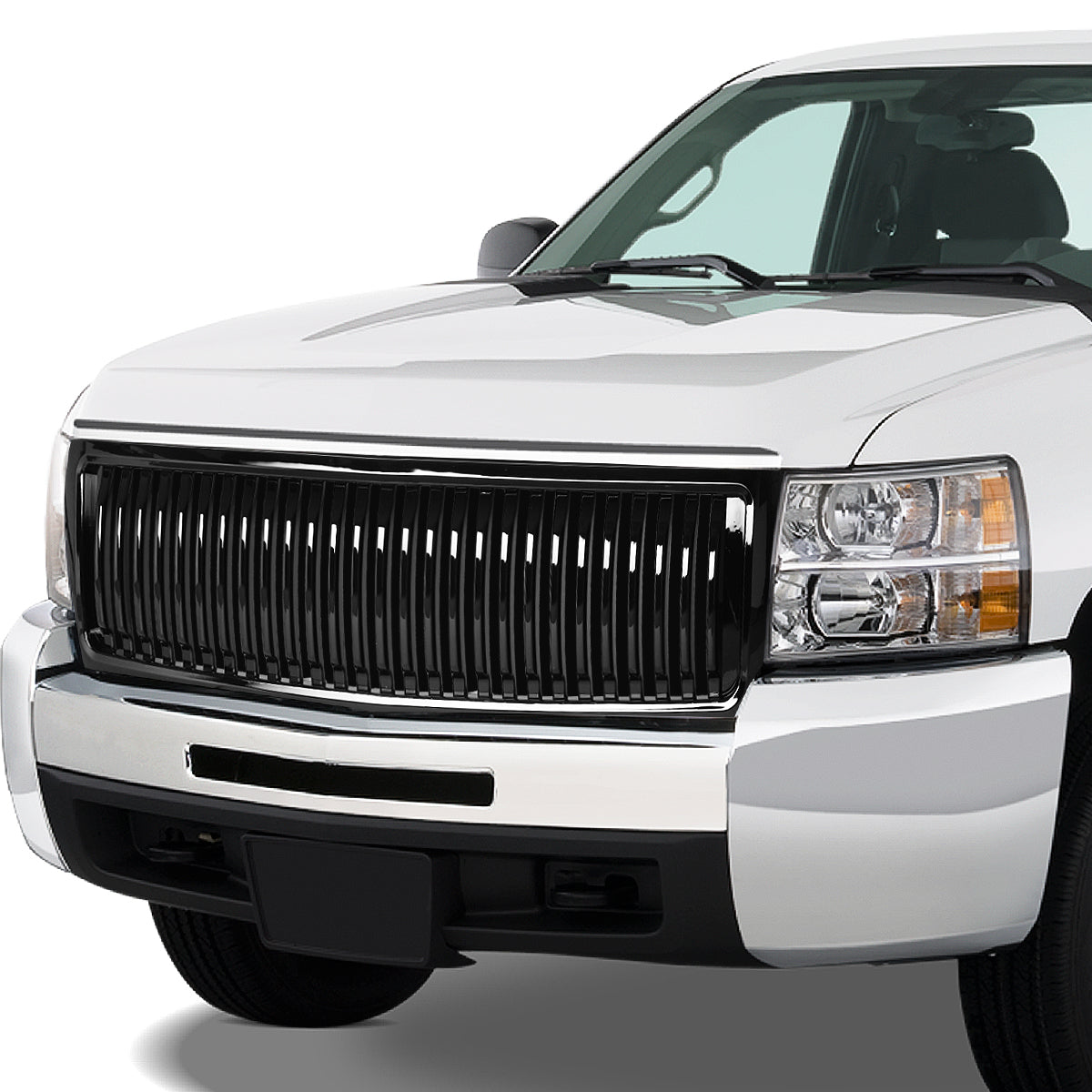 PARRILLA GRILLE - 07-13 CHEVY SILVERADO 1500 - BADGELESS FENCE - BLACK