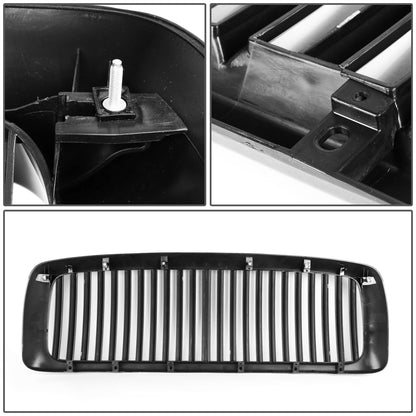 PARRILLA GRILLE - 02-05 DODGE RAM 1500 / 04-05 DODGE RAM 2500 , 3500 - VERTICAL FENCE STYLE - ABS - BLACK