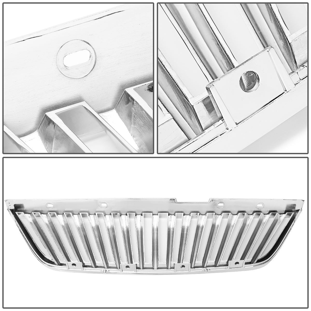 PARRILLA GRILLE - 99-04 FORD MUSTANG - VERTICAL FENCE STYLE - ABS - GLOSSY - CHROME