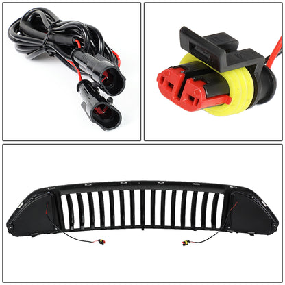PARRILLA GRILLE - 15-17 FORD MUSTANG - BADGELESS VERTICAL STYLE - W/ LED LIGHT - BLACK