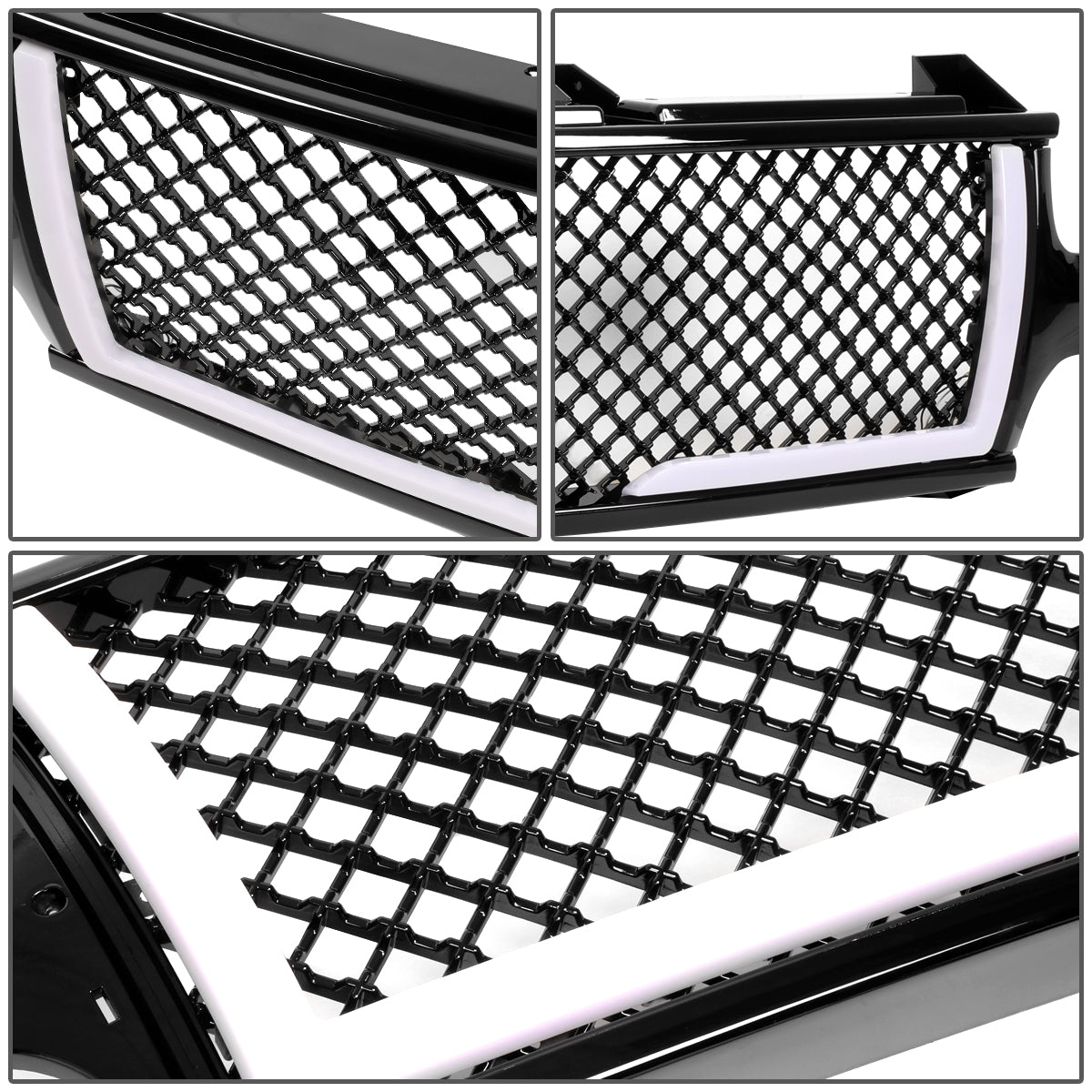 PARRILLA GRILLE - 99-02 CHEVY SILVERADO 1500, 2500 / 00-06 CHEVY SUBURBAN 1500, SUBURBAN 2500, TAHOE - HONEYCOMB MESH - W/ LED DRL LIGHT - LED'S REQUIRE WIRING INTO EXISTING LIGHTING - BLACK