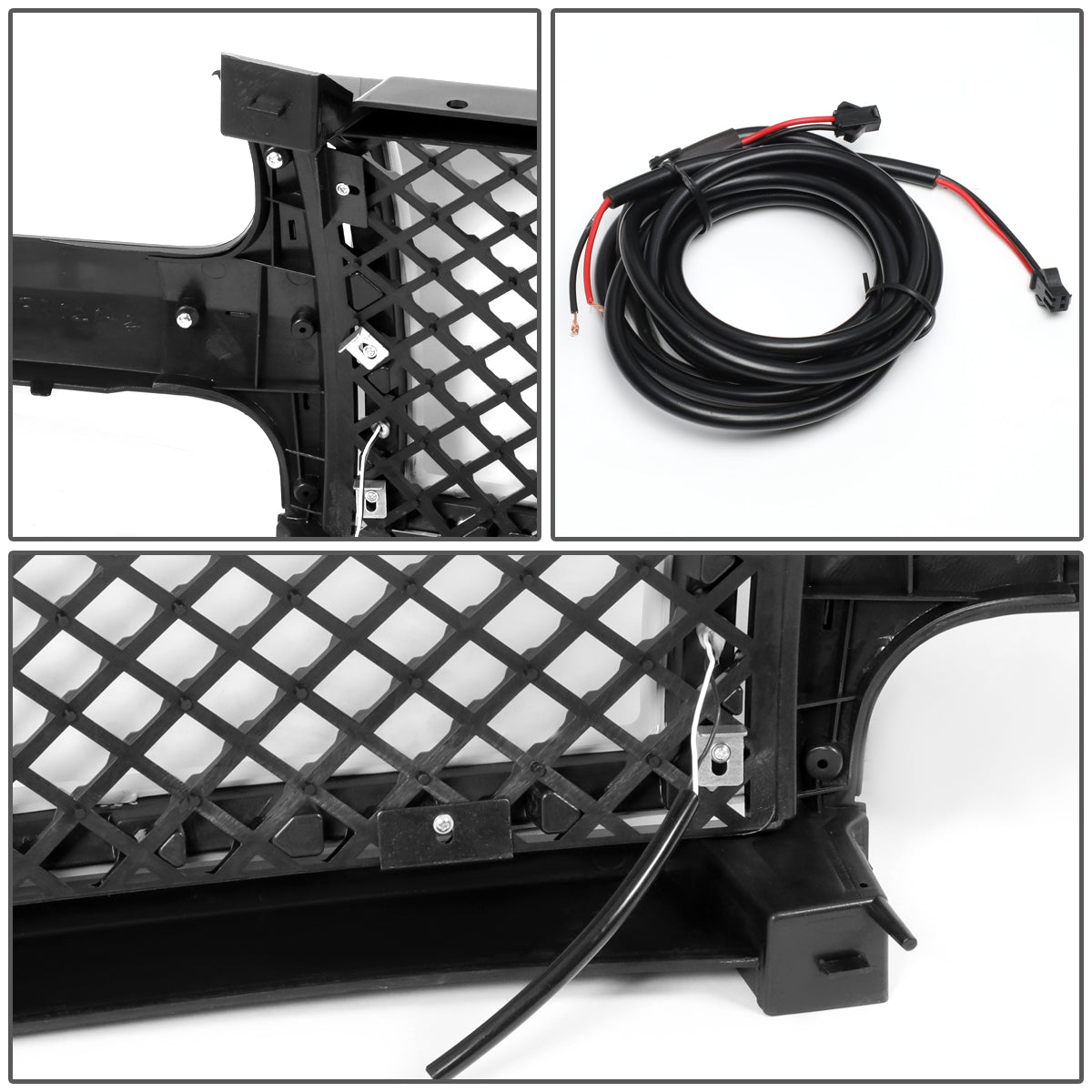PARRILLA GRILLE - 99-02 CHEVY SILVERADO 1500, 2500 / 00-06 CHEVY SUBURBAN 1500, SUBURBAN 2500, TAHOE - HONEYCOMB MESH - W/ LED DRL LIGHT - LED'S REQUIRE WIRING INTO EXISTING LIGHTING - BLACK