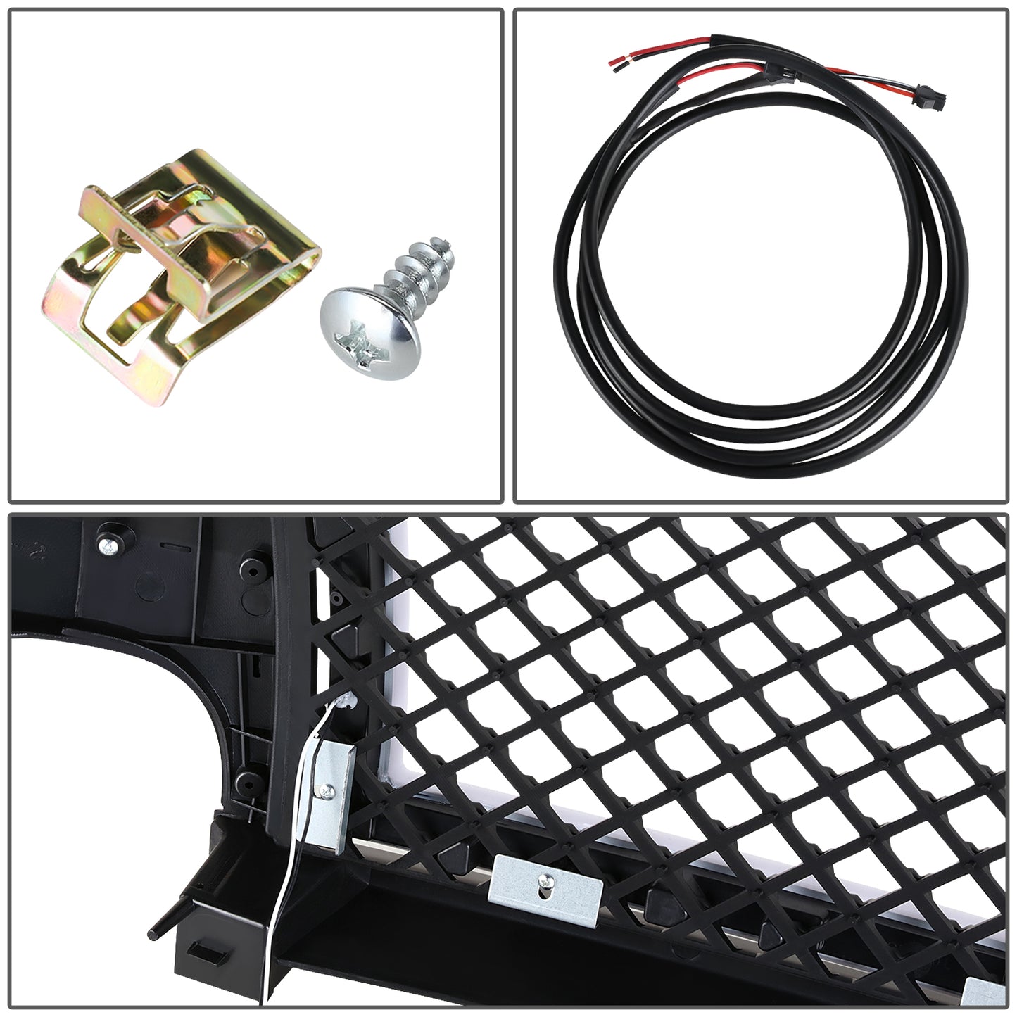 PARRILLA GRILLE - 99-02 CHEVY SILVERADO 1500, 2500 / 00-06 CHEVY SUBURBAN 1500, SUBURBAN 2500, TAHOE - HONEYCOMB MESH - W/ LED DRL LIGHT - LED'S REQUIRE WIRING INTO EXISTING LIGHTING - BLACK