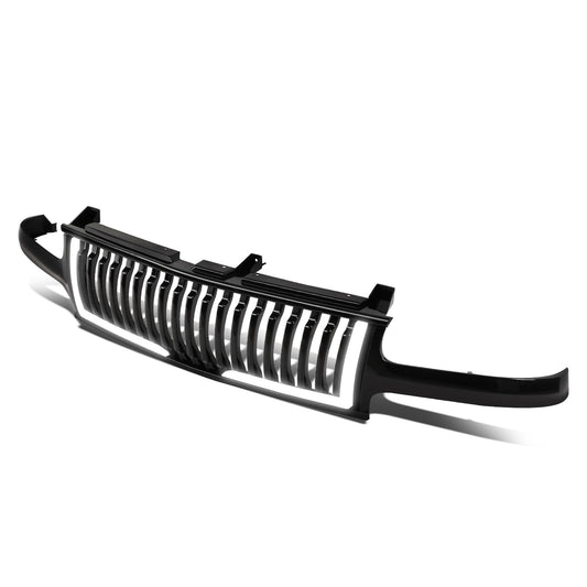 PARRILLA GRILLE - 99-02 CHEVY SILVERADO 1500, 2500 / 00-06 CHEVY SUBURBAN 1500, SUBURBAN 2500, TAHOE - VERTICAL FENCE STYLE - W/ LED DRL LIGHT - LED'S REQUIRE WIRING INTO EXISTING LIGHTING - BLACK
