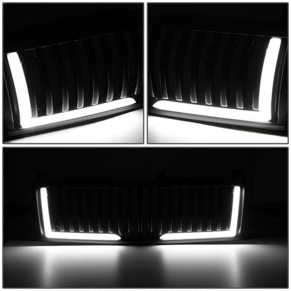 PARRILLA GRILLE - 99-02 CHEVY SILVERADO 1500, 2500 / 00-06 CHEVY SUBURBAN 1500, SUBURBAN 2500, TAHOE - VERTICAL FENCE STYLE - W/ LED DRL LIGHT - LED'S REQUIRE WIRING INTO EXISTING LIGHTING - BLACK