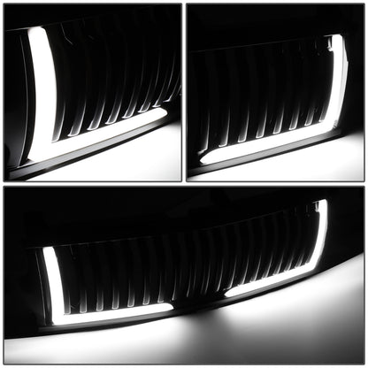 PARRILLA GRILLE - 99-02 CHEVY SILVERADO 1500, 2500 / 00-06 CHEVY SUBURBAN 1500, SUBURBAN 2500, TAHOE - VERTICAL FENCE STYLE - W/ LED DRL LIGHT - LED'S REQUIRE WIRING INTO EXISTING LIGHTING - BLACK