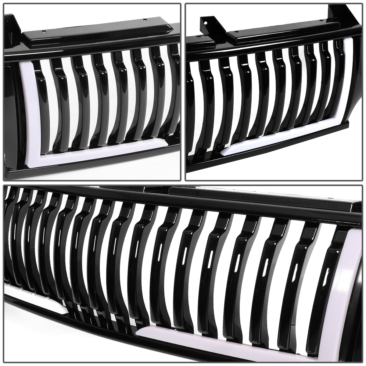 PARRILLA GRILLE - 99-02 CHEVY SILVERADO 1500, 2500 / 00-06 CHEVY SUBURBAN 1500, SUBURBAN 2500, TAHOE - VERTICAL FENCE STYLE - W/ LED DRL LIGHT - LED'S REQUIRE WIRING INTO EXISTING LIGHTING - BLACK