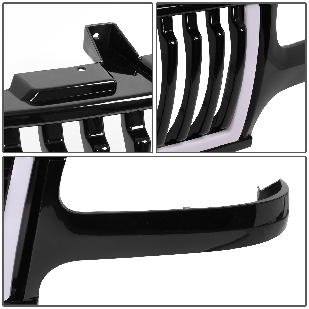 PARRILLA GRILLE - 99-02 CHEVY SILVERADO 1500, 2500 / 00-06 CHEVY SUBURBAN 1500, SUBURBAN 2500, TAHOE - VERTICAL FENCE STYLE - W/ LED DRL LIGHT - LED'S REQUIRE WIRING INTO EXISTING LIGHTING - BLACK