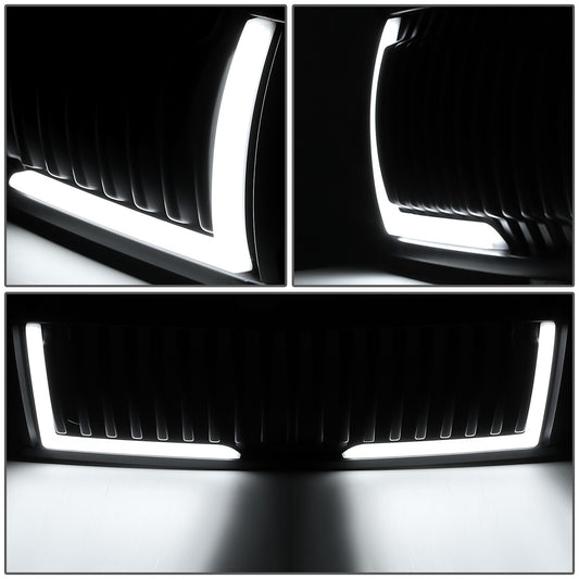 PARRILLA GRILLE - 99-02 CHEVY SILVERADO 1500, 2500 / 00-06 CHEVY SUBURBAN 1500, SUBURBAN 2500, TAHOE - VERTICAL FENCE STYLE - W/ LED DRL LIGHT - LED'S REQUIRE WIRING INTO EXISTING LIGHTING - MATTE BLACK