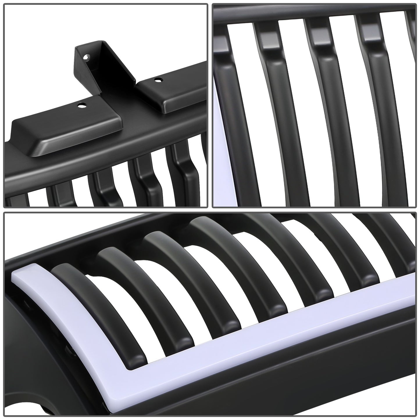PARRILLA GRILLE - 99-02 CHEVY SILVERADO 1500, 2500 / 00-06 CHEVY SUBURBAN 1500, SUBURBAN 2500, TAHOE - VERTICAL FENCE STYLE - W/ LED DRL LIGHT - LED'S REQUIRE WIRING INTO EXISTING LIGHTING - MATTE BLACK