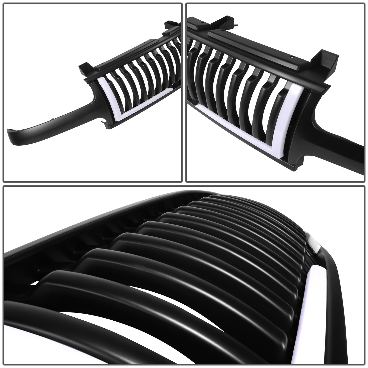 PARRILLA GRILLE - 99-02 CHEVY SILVERADO 1500, 2500 / 00-06 CHEVY SUBURBAN 1500, SUBURBAN 2500, TAHOE - VERTICAL FENCE STYLE - W/ LED DRL LIGHT - LED'S REQUIRE WIRING INTO EXISTING LIGHTING - MATTE BLACK