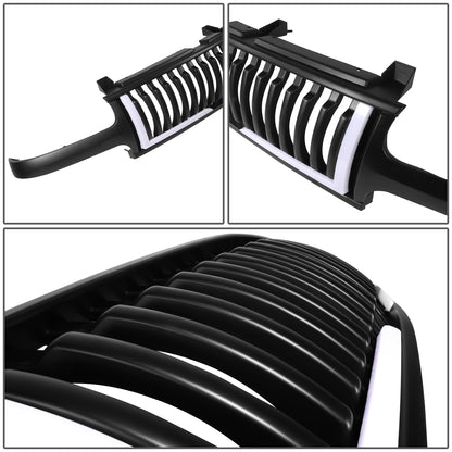 PARRILLA GRILLE - 99-02 CHEVY SILVERADO 1500, 2500 / 00-06 CHEVY SUBURBAN 1500, SUBURBAN 2500, TAHOE - VERTICAL FENCE STYLE - W/ LED DRL LIGHT - LED'S REQUIRE WIRING INTO EXISTING LIGHTING - MATTE BLACK