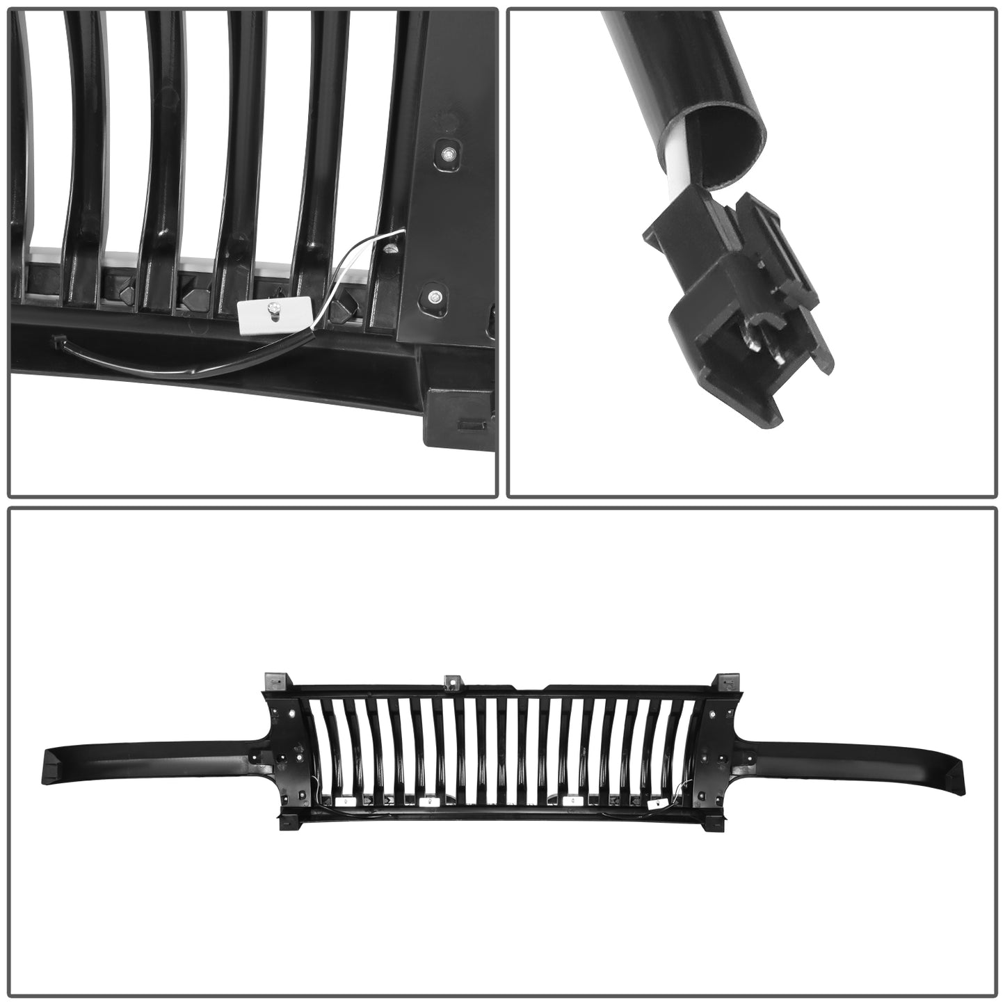 PARRILLA GRILLE - 99-02 CHEVY SILVERADO 1500, 2500 / 00-06 CHEVY SUBURBAN 1500, SUBURBAN 2500, TAHOE - VERTICAL FENCE STYLE - W/ LED DRL LIGHT - LED'S REQUIRE WIRING INTO EXISTING LIGHTING - MATTE BLACK