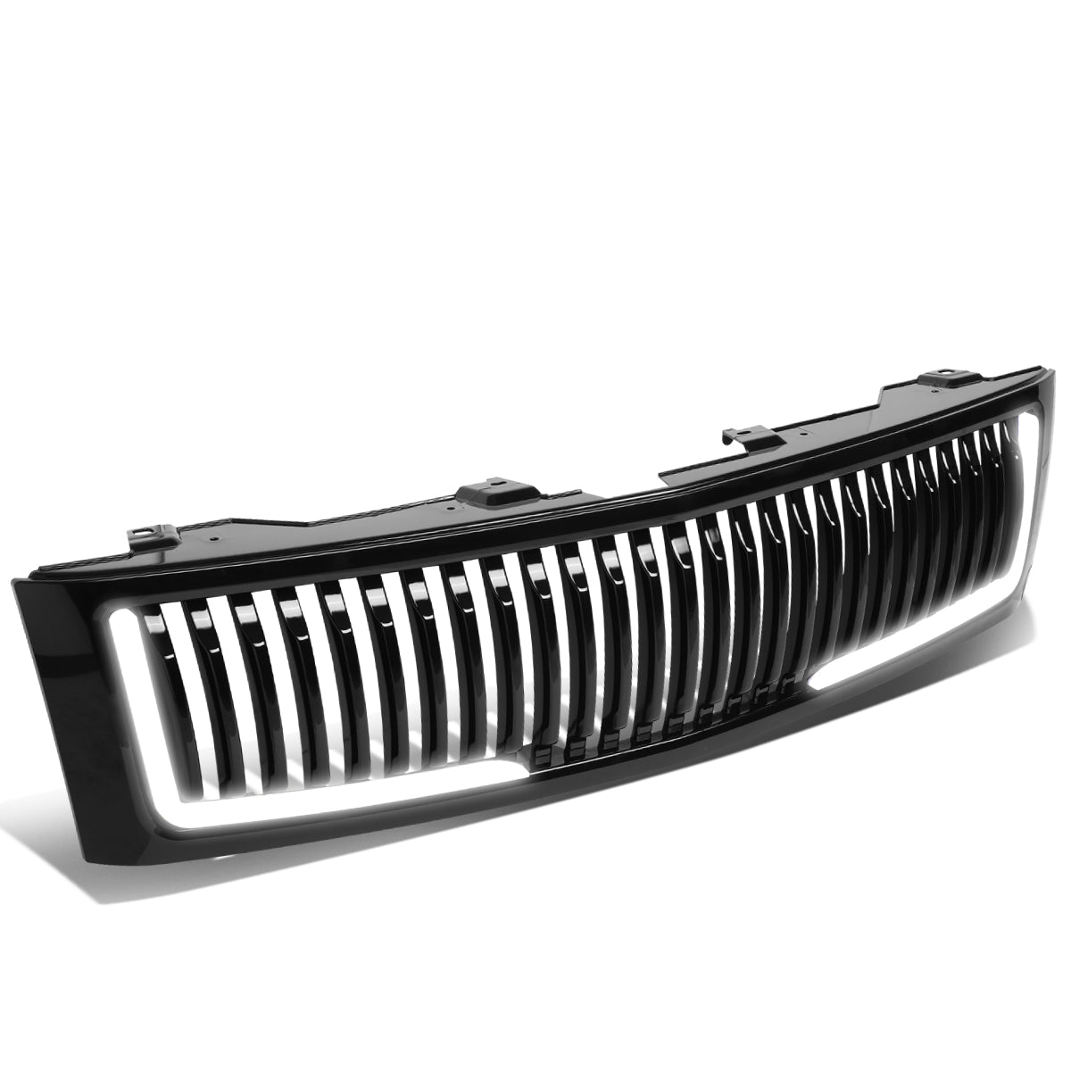 PARRILLA GRILLE - 07-13 CHEVY SILVERADO 1500 - VERTICAL FENCE STYLE - W/ LED DRL LIGHT - BLACK