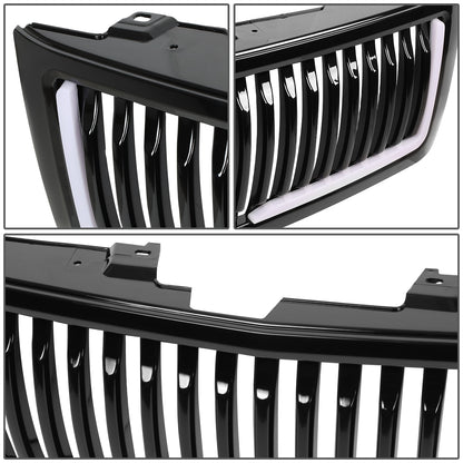 PARRILLA GRILLE - 07-13 CHEVY SILVERADO 1500 - VERTICAL FENCE STYLE - W/ LED DRL LIGHT - BLACK