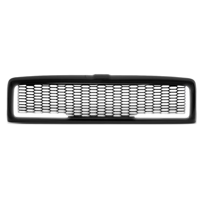 PARRILLA GRILLE - 94-01 DODGE RAM 1500 / 94-02 DODGE RAM 2500, 3500 - HONEYCOMB MESH - W/ LED DRL LIGHT - LED'S REQUIRE WIRING INTO EXISTING LIGHTING - BLACK