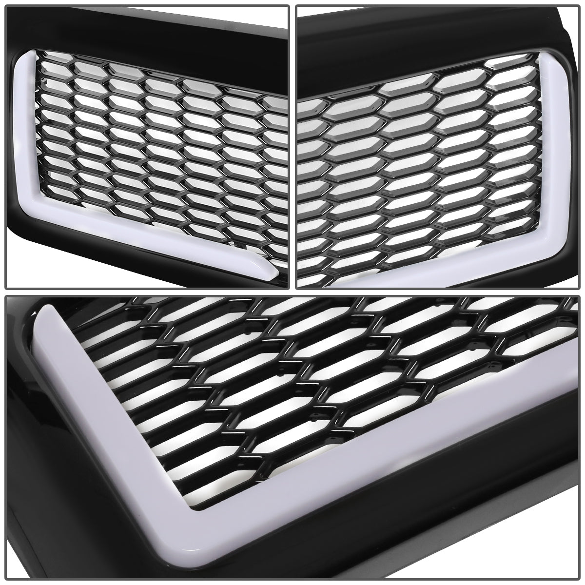 PARRILLA GRILLE - 94-01 DODGE RAM 1500 / 94-02 DODGE RAM 2500, 3500 - HONEYCOMB MESH - W/ LED DRL LIGHT - LED'S REQUIRE WIRING INTO EXISTING LIGHTING - BLACK