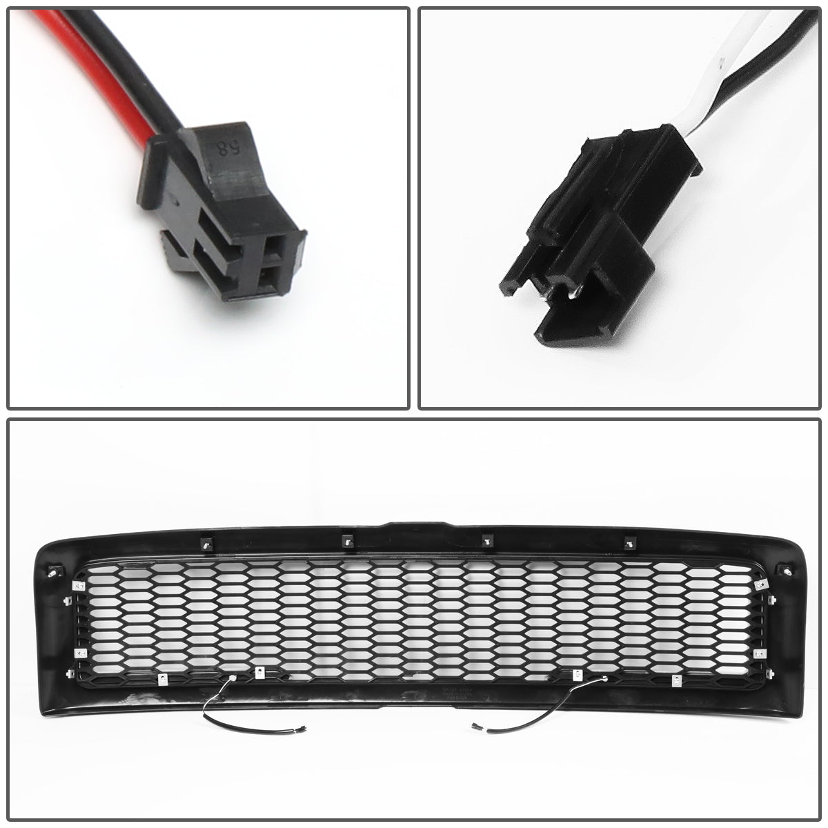 PARRILLA GRILLE - 94-01 DODGE RAM 1500 / 94-02 DODGE RAM 2500, 3500 - HONEYCOMB MESH - W/ LED DRL LIGHT - LED'S REQUIRE WIRING INTO EXISTING LIGHTING - MATTE BLACK