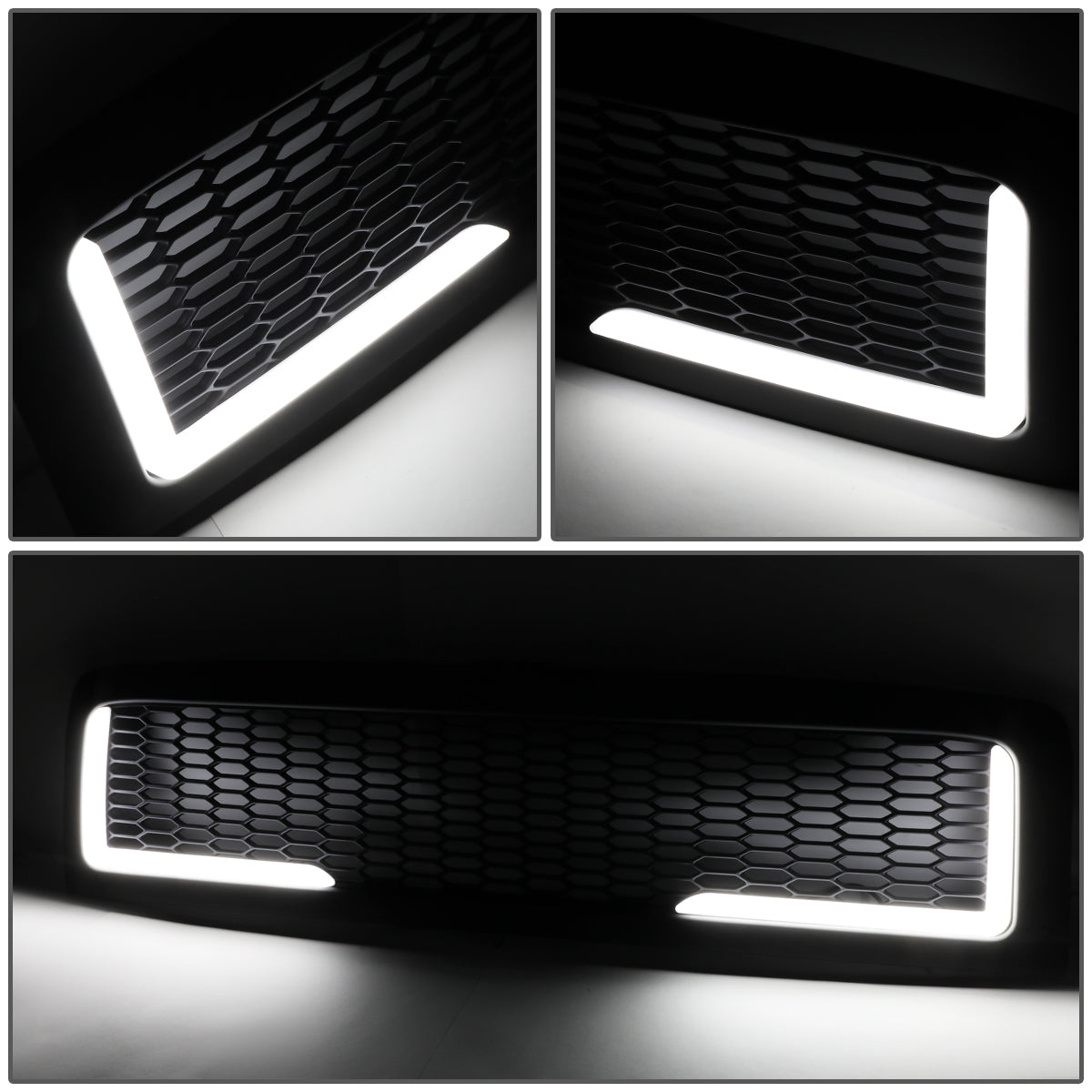 PARRILLA GRILLE - 94-01 DODGE RAM 1500 / 94-02 DODGE RAM 2500, 3500 - HONEYCOMB MESH - W/ LED DRL LIGHT - LED'S REQUIRE WIRING INTO EXISTING LIGHTING - MATTE BLACK