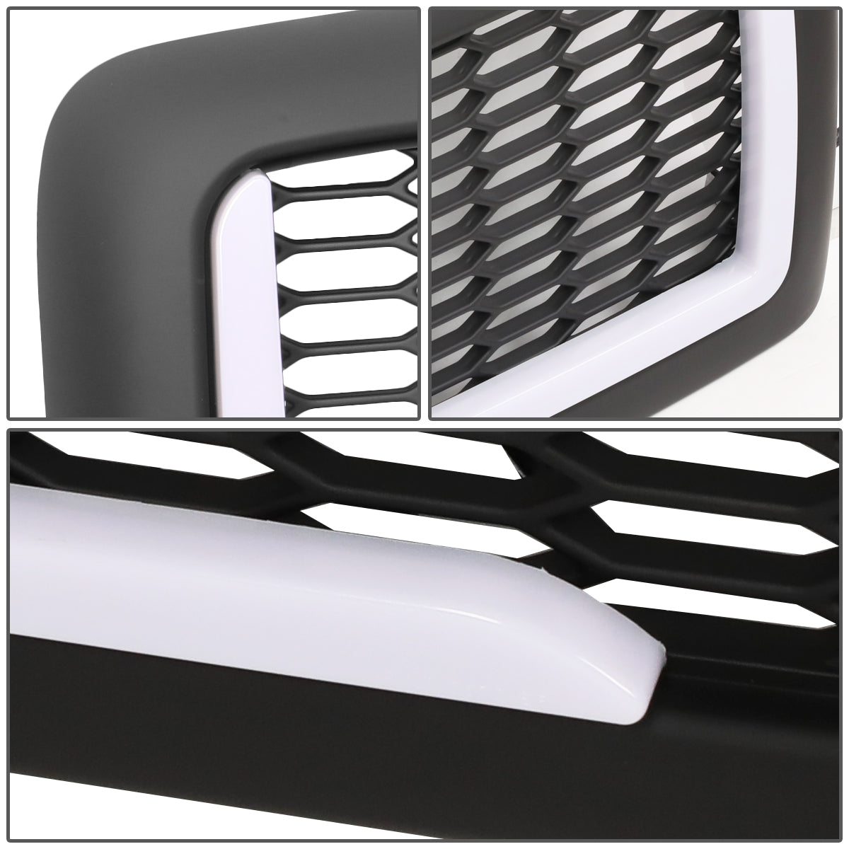 PARRILLA GRILLE - 94-01 DODGE RAM 1500 / 94-02 DODGE RAM 2500, 3500 - HONEYCOMB MESH - W/ LED DRL LIGHT - LED'S REQUIRE WIRING INTO EXISTING LIGHTING - MATTE BLACK