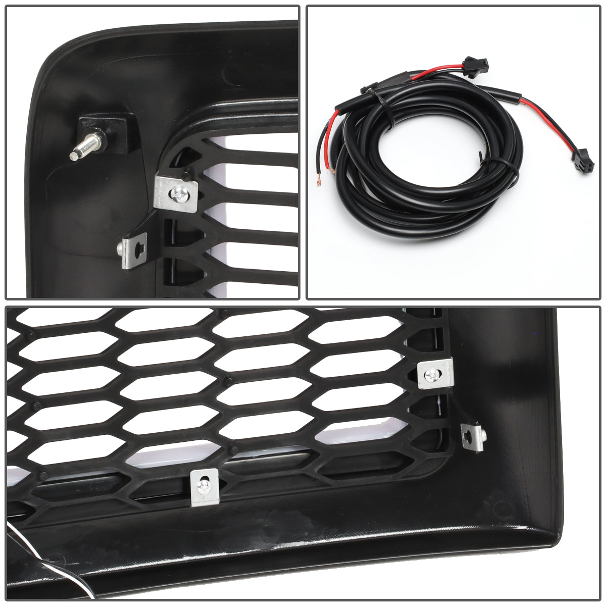 PARRILLA GRILLE - 94-01 DODGE RAM 1500 / 94-02 DODGE RAM 2500, 3500 - HONEYCOMB MESH - W/ LED DRL LIGHT - LED'S REQUIRE WIRING INTO EXISTING LIGHTING - MATTE BLACK