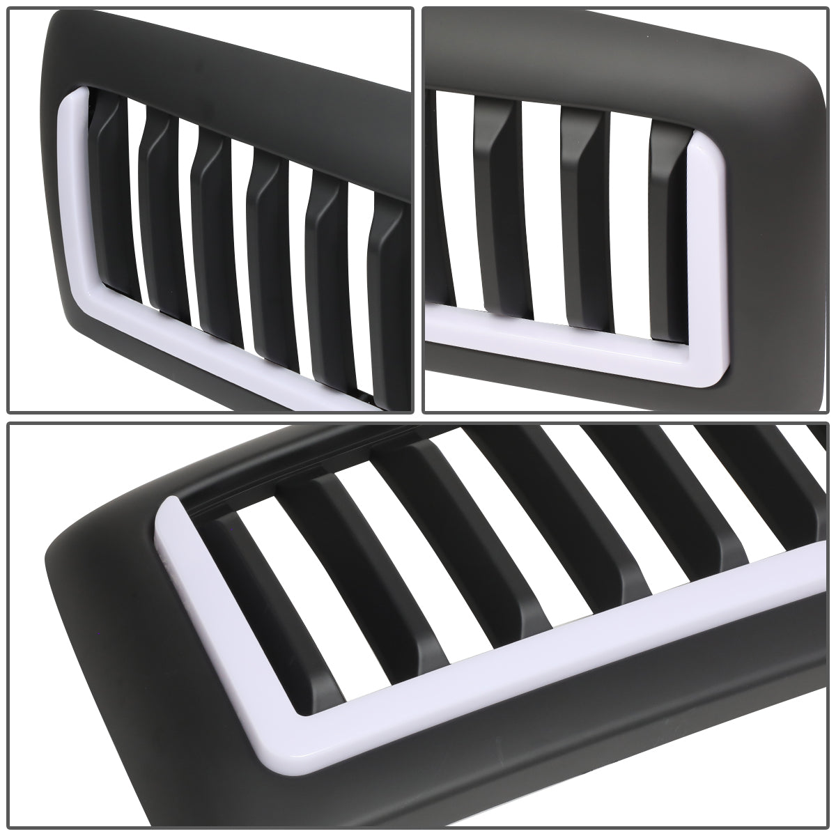 PARRILLA GRILLE - 94-01 DODGE RAM 1500 / 94-02 DODGE RAM 2500, 3500 - VERTICAL FENCE STYLE - W/ LED DRL LIGHT - LED'S REQUIRE WIRING INTO EXISTING LIGHTING - MATTE BLACK