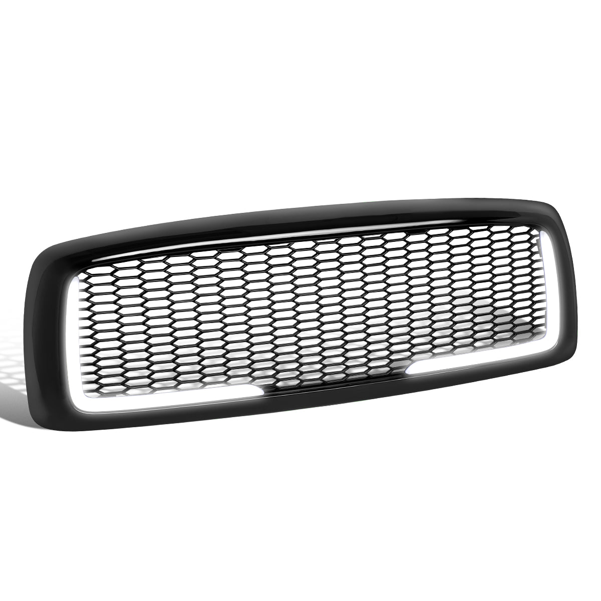PARRILLA GRILLE - 02-05 DODGE RAM 1500 / 03-05 DODGE RAM 2500, 3500 - HONEYCOMB MESH - W/ LED DRL LIGHT - LED'S REQUIRE WIRING INTO EXISTING LIGHTING - BLACK