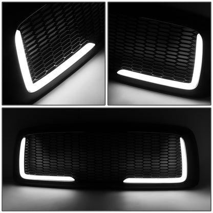 PARRILLA GRILLE - 02-05 DODGE RAM 1500 / 03-05 DODGE RAM 2500, 3500 - HONEYCOMB MESH - W/ LED DRL LIGHT - LED'S REQUIRE WIRING INTO EXISTING LIGHTING - BLACK