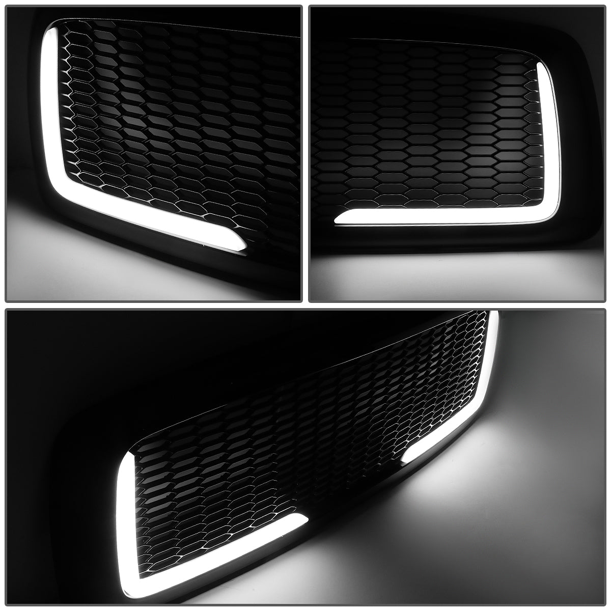 PARRILLA GRILLE - 02-05 DODGE RAM 1500 / 03-05 DODGE RAM 2500, 3500 - HONEYCOMB MESH - W/ LED DRL LIGHT - LED'S REQUIRE WIRING INTO EXISTING LIGHTING - BLACK