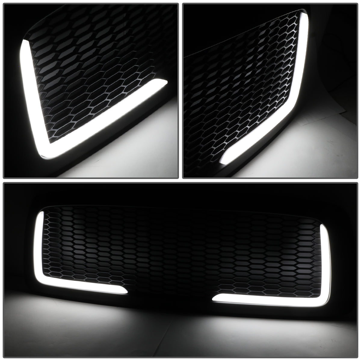 PARRILLA GRILLE - 02-05 DODGE RAM 1500 / 03-05 DODGE RAM 2500, 3500 - HONEYCOMB MESH - W/ LED DRL LIGHT - LED'S REQUIRE WIRING INTO EXISTING LIGHTING - MATTE BLACK