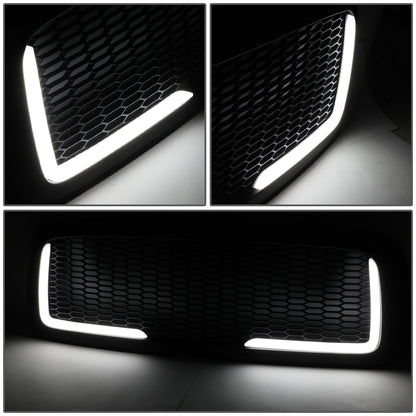 PARRILLA GRILLE - 02-05 DODGE RAM 1500 / 03-05 DODGE RAM 2500, 3500 - HONEYCOMB MESH - W/ LED DRL LIGHT - LED'S REQUIRE WIRING INTO EXISTING LIGHTING - MATTE BLACK