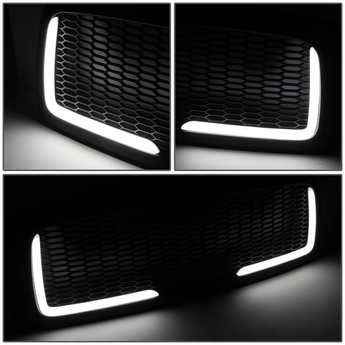 PARRILLA GRILLE - 02-05 DODGE RAM 1500 / 03-05 DODGE RAM 2500, 3500 - HONEYCOMB MESH - W/ LED DRL LIGHT - LED'S REQUIRE WIRING INTO EXISTING LIGHTING - MATTE BLACK