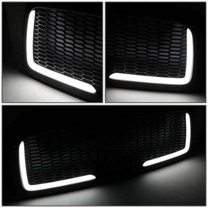 PARRILLA GRILLE - 02-05 DODGE RAM 1500 / 03-05 DODGE RAM 2500, 3500 - HONEYCOMB MESH - W/ LED DRL LIGHT - LED'S REQUIRE WIRING INTO EXISTING LIGHTING - MATTE BLACK
