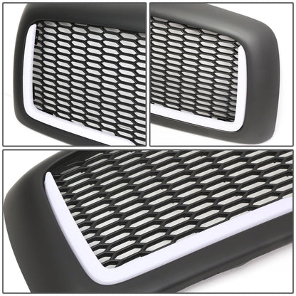 PARRILLA GRILLE - 02-05 DODGE RAM 1500 / 03-05 DODGE RAM 2500, 3500 - HONEYCOMB MESH - W/ LED DRL LIGHT - LED'S REQUIRE WIRING INTO EXISTING LIGHTING - MATTE BLACK