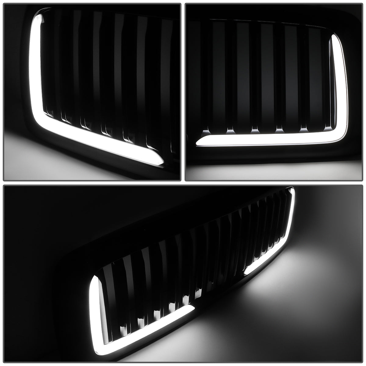 PARRILLA GRILLE - 02-05 DODGE RAM 1500 / 03-05 DODGE RAM 2500, 3500 - VERTICAL FENCE STYLE - W/ LED DRL LIGHT - LED'S REQUIRE WIRING INTO EXISTING LIGHTING - MATTE BLACK
