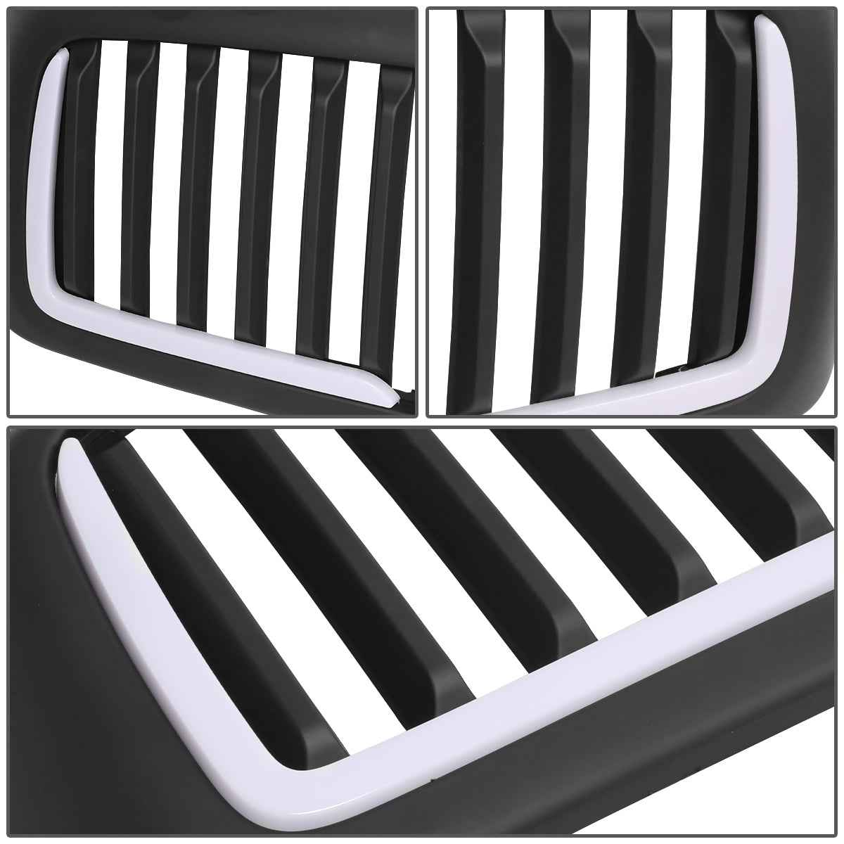 PARRILLA GRILLE - 02-05 DODGE RAM 1500 / 03-05 DODGE RAM 2500, 3500 - VERTICAL FENCE STYLE - W/ LED DRL LIGHT - LED'S REQUIRE WIRING INTO EXISTING LIGHTING - MATTE BLACK
