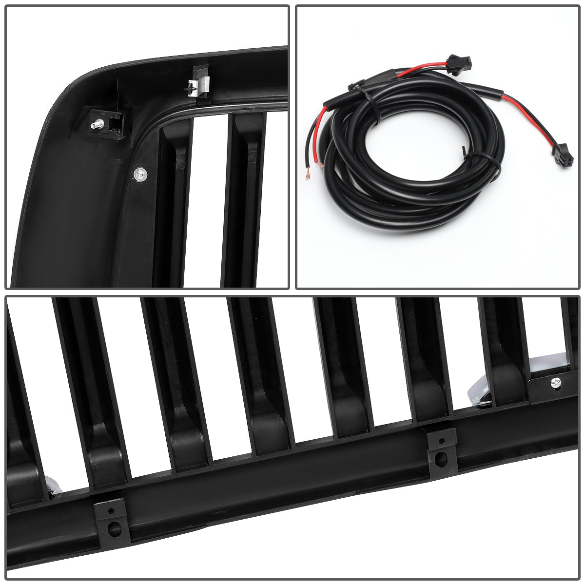 PARRILLA GRILLE - 02-05 DODGE RAM 1500 / 03-05 DODGE RAM 2500, 3500 - VERTICAL FENCE STYLE - W/ LED DRL LIGHT - LED'S REQUIRE WIRING INTO EXISTING LIGHTING - MATTE BLACK
