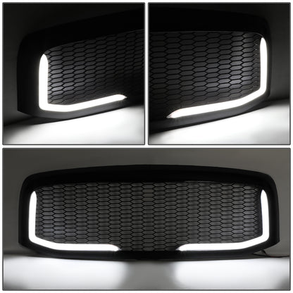 PARRILLA GRILLE - 06-08 DODGE RAM 1500 / 06-09 DODGE RAM 2500, 3500 - HONEYCOMB MESH - W/ LED DRL LIGHT - LED'S REQUIRE WIRING INTO EXISTING LIGHTING - BLACK