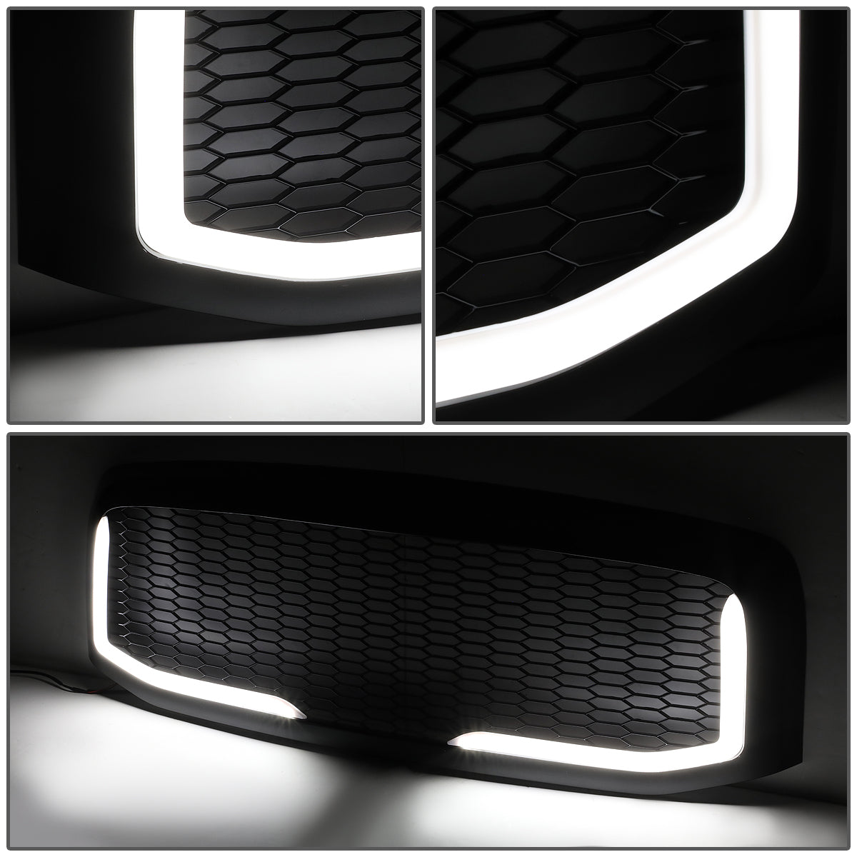 PARRILLA GRILLE - 06-08 DODGE RAM 1500 / 06-09 DODGE RAM 2500, 3500 - HONEYCOMB MESH - W/ LED DRL LIGHT - LED'S REQUIRE WIRING INTO EXISTING LIGHTING - BLACK