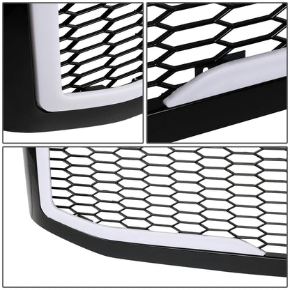 PARRILLA GRILLE - 06-08 DODGE RAM 1500 / 06-09 DODGE RAM 2500, 3500 - HONEYCOMB MESH - W/ LED DRL LIGHT - LED'S REQUIRE WIRING INTO EXISTING LIGHTING - BLACK