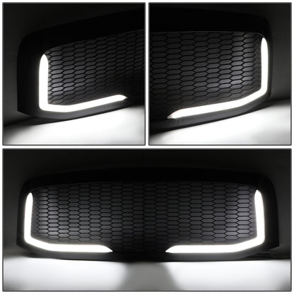 PARRILLA GRILLE - 06-08 DODGE RAM 1500 / 06-09 DODGE RAM 2500, 3500 - HONEYCOMB MESH - W/ LED DRL LIGHT - LED'S REQUIRE WIRING INTO EXISTING LIGHTING - MATTE BLACK