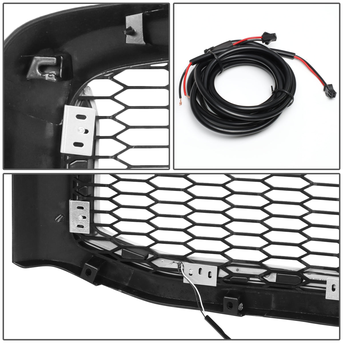 PARRILLA GRILLE - 06-08 DODGE RAM 1500 / 06-09 DODGE RAM 2500, 3500 - HONEYCOMB MESH - W/ LED DRL LIGHT - LED'S REQUIRE WIRING INTO EXISTING LIGHTING - MATTE BLACK